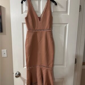 NICHOLAS Pink Sheath Midi Dress V-Neck Sleeveless